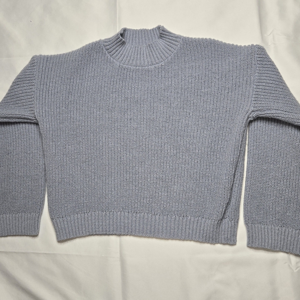 SHEIN knit high crew neck loose knit blue-ish gray sweater